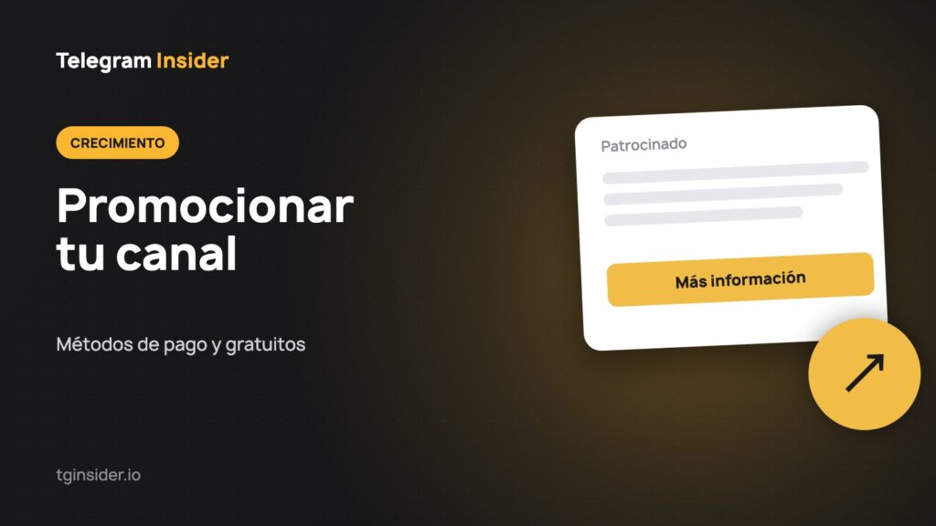 Portada del artículo «Cómo promocionar un canal de Telegram» con una maqueta de anuncio sobre fondo oscuro