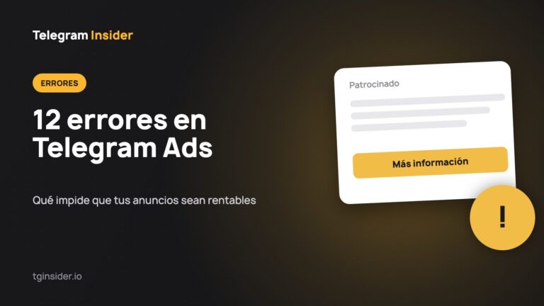 Portada del artículo sobre 12 errores en Telegram Ads con maqueta de anuncio