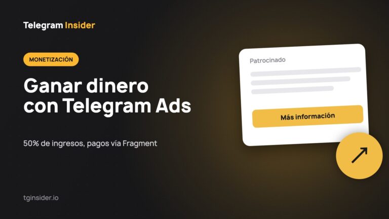 Portada de «Cómo ganar dinero con Telegram Ads en tu canal» con la maqueta de un anuncio sobre fondo oscuro