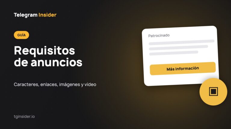 Portada del artículo «Requisitos de los anuncios de Telegram Ads» con una maqueta de anuncio sobre fondo oscuro