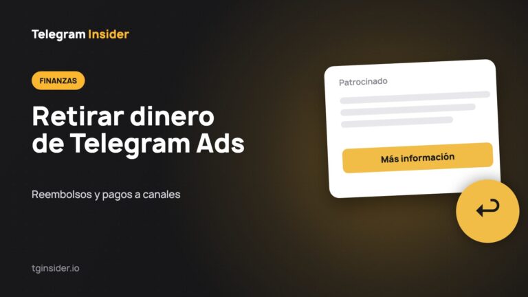 Portada de «Cómo retirar dinero de Telegram Ads y recuperar el presupuesto» con la maqueta de un anuncio sobre fondo oscuro