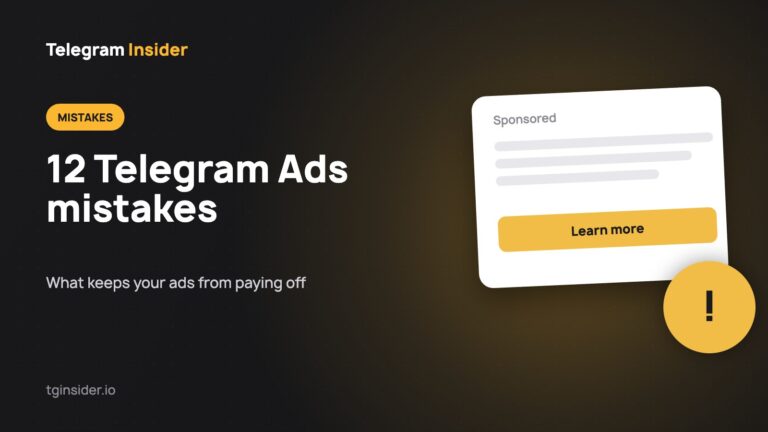 Cover for an article on 12 Telegram Ads mistakes with an ad mockup